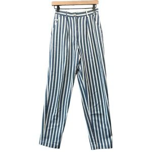 Vintage ABERCROMBIE & FITCH Womens Pleated Striped Denim Jeans Blue White Retro